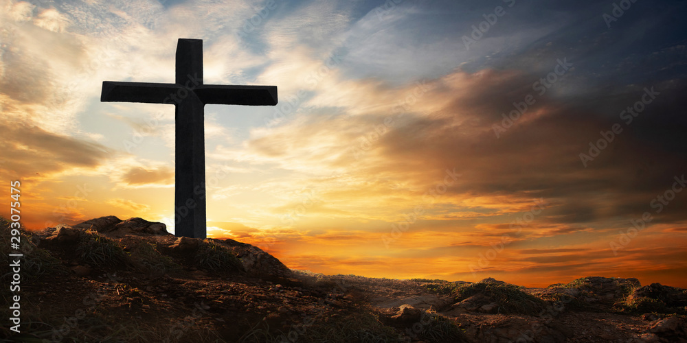 Fotografia do Stock Crucifixion of the crucifixion on the mountain jesus christ Adobe Stock