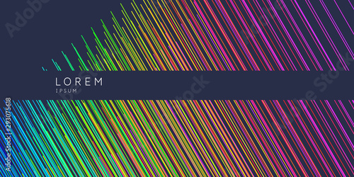 Abstract poster with color lines on a dark background.