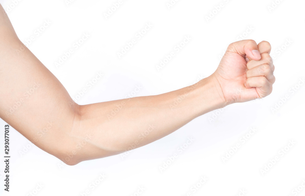 Man arm with blood veins on white background, health care and medical concept Man arm with blood veins on white background, health care and medical concept