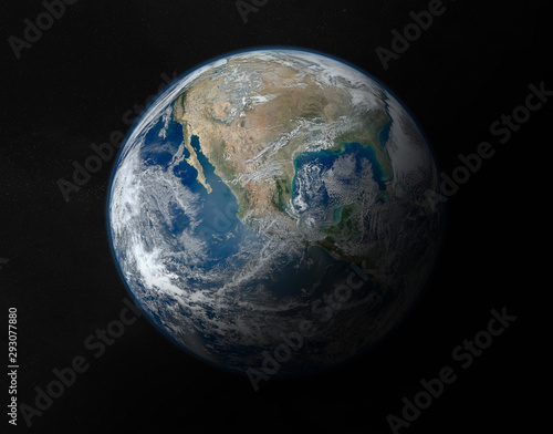 View of blue planet Earth on America during a sunrise 3D rendering elements of this image furnished by NASA © sdecoret