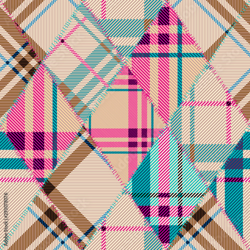 Patchwork textile pattern. Seamless quilting design background.