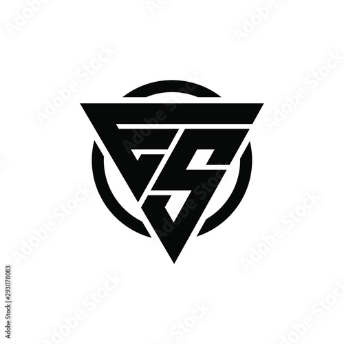 ES, SE Triangle Logo Circle Monogram Design Vector Super Hero Concept