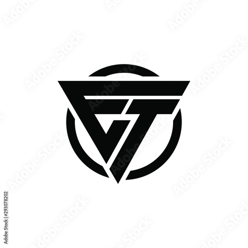 ET, TE Triangle Logo Circle Monogram Design Vector Super Hero Concept