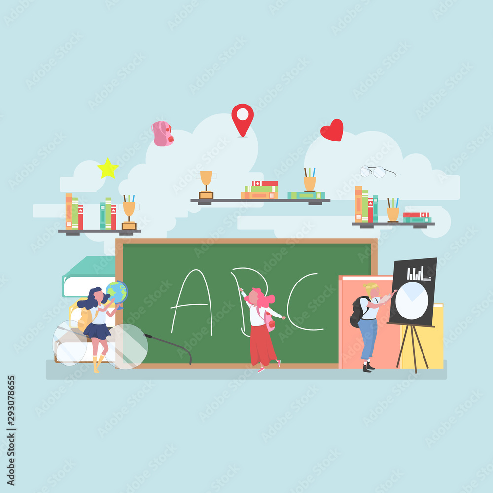 Naklejka premium Back to school education concept with background full of lesson stationery and study supplies