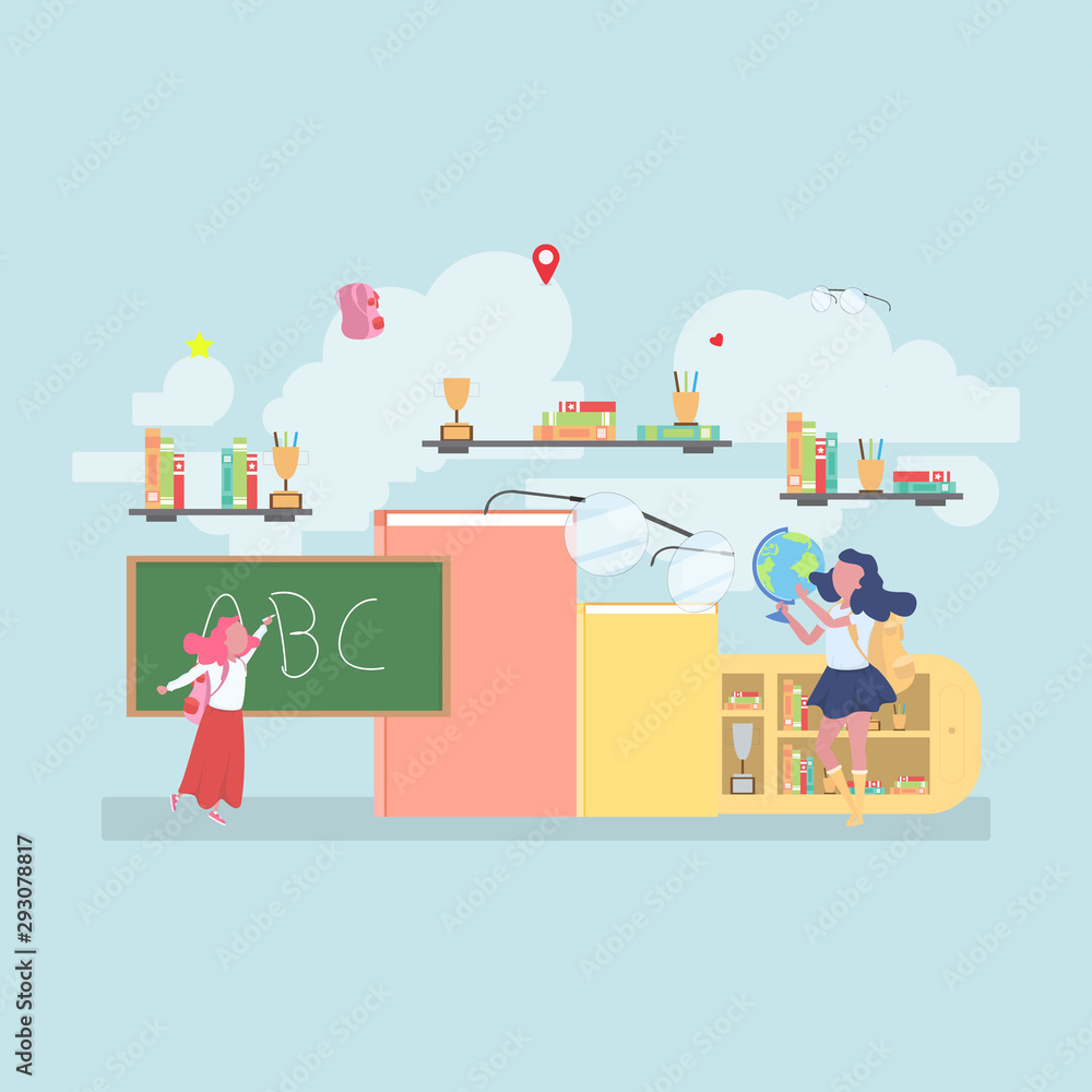 Back to school education concept with background full of lesson stationery and study supplies Back to school education concept with background full of lesson stationery and study supplies