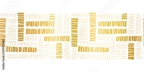 Seamless border gold foil block stripes. Vector pattern abstract illustration. Elegant ribbon trim. Shiny metallic golden repeating lines, use for celebrations, wedding, birthday, card, invite, banner