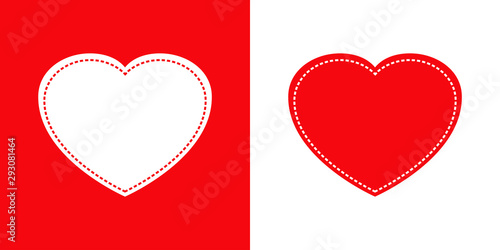 Logotipo con corazón con línea de puntos interior en rojo y blanco