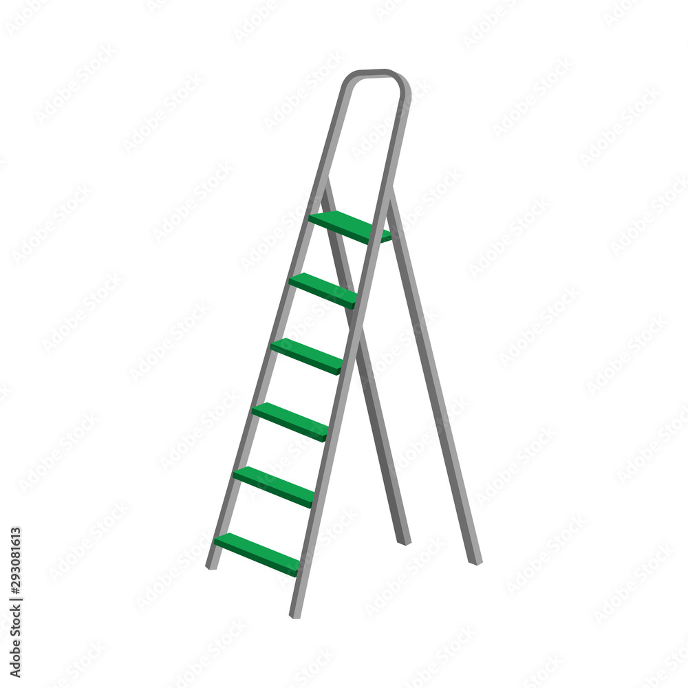 Folding Ladder Opened With Green Steps Vector Illustration Folding Ladder Opened With Green Steps Vector Illustration