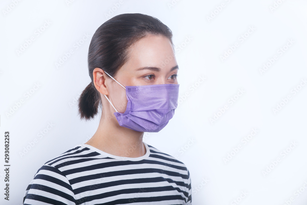 Asian women wear protective mask. Conception about health-care Asian women wear protective mask. Conception about health-care