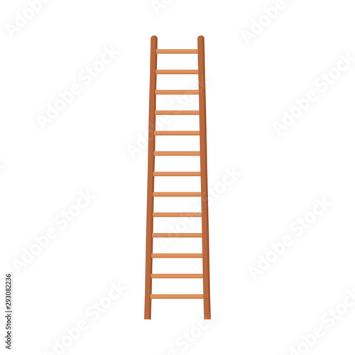Long Wooden Step Ladder Going Up Vector Illustration