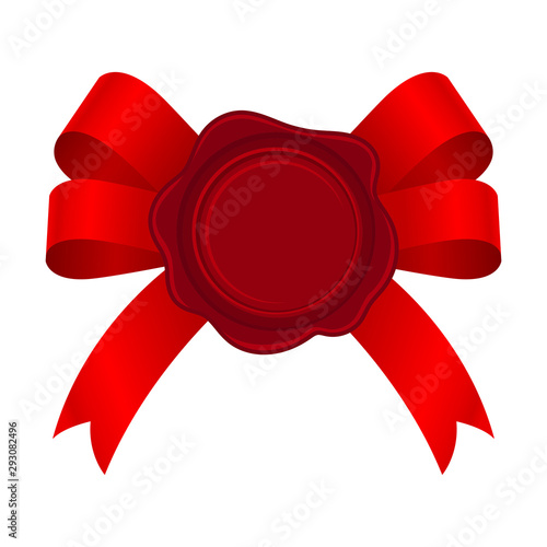 Bright Red Empty Rosette On The Bow Vector Illustration