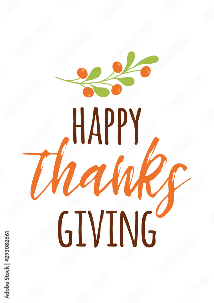 Obraz premium Happy thanksgiving with a gratefull heart Autumn print hand drawn autumn cad for thanksgiving day banner, logo, sign, label card