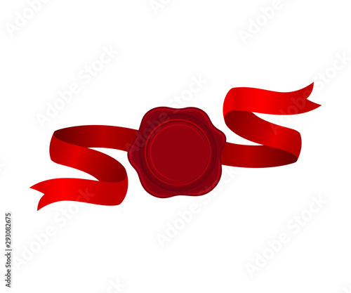 Flattering Red Ribbon With Rosette In The Center Vector Illustration