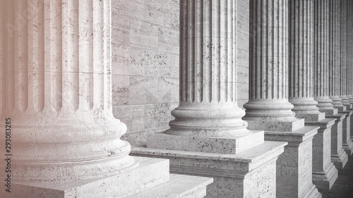 Columns with shadows deep perspective photo