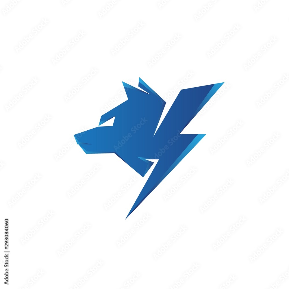 Geometric design vector thunder wolf isolated on white background Geometric design vector thunder wolf isolated on white background