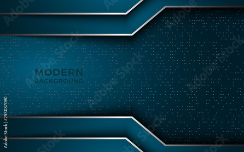 Dark abstract background with overlap layers. golden glitters dots element decoration. Luxury design concept.