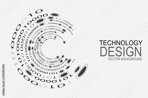 Binary code circle, Cyber security concept, future technology Illustration,Digital Abstract technology background, futuristic background, cyberspace Concept. Vector background