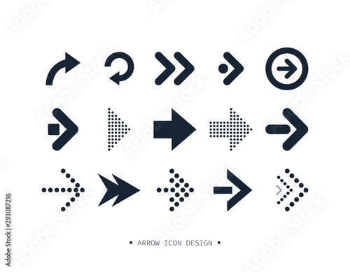 Set of Arrow icon. Conllection of different arrows sign. Black vector arrows. Isolated.