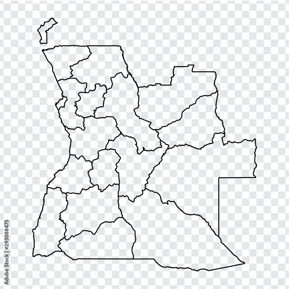 Vecteur Stock Blank map Angola. High quality map Republic of Angola ...