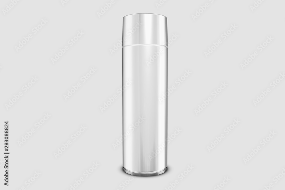 3d illustration blank aluminum spray can. Template metalllic hairspray, deodorant bottle 3d illustration blank aluminum spray can. Template metalllic hairspray, deodorant bottle