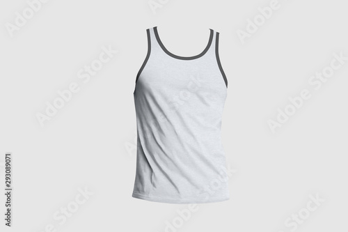 3d illustrator mans blank tank singlet. Male shirt without sleeves. T-shirt front of mock up  photo