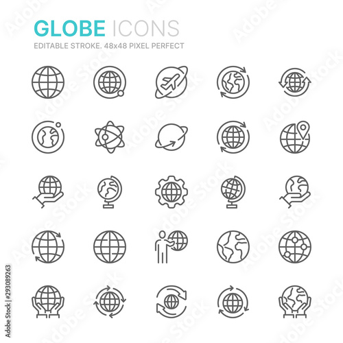 Collection of Globe and Earth related line icons. 48x48 Pixel Perfect. Editable stroke