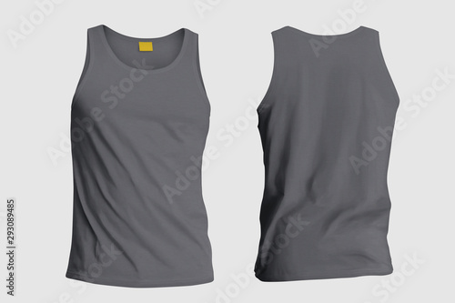 3d illustrator mans blank tank singlet. Male shirt without sleeves. T-shirt front of mock up 