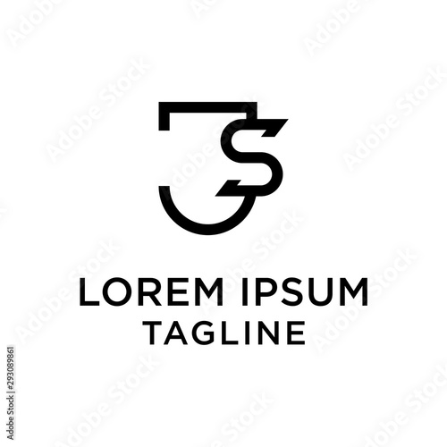  initial letter logo JS, SJ logo template 