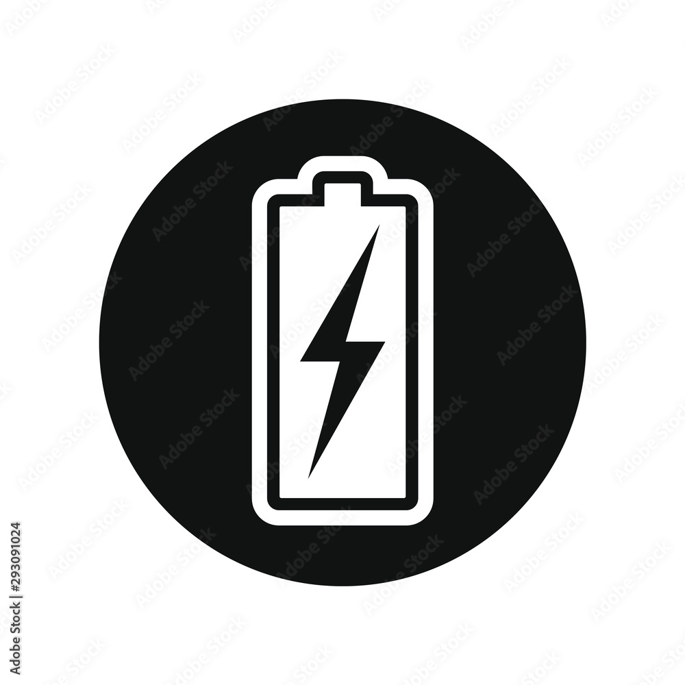 Storage battery graphic Icon. Level battery charging sign in the circle isolated on white background. Vector illustration Storage battery graphic Icon. Level battery charging sign in the circle isolated on white background. Vector illustration