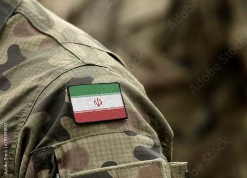 Photos Flag of Iran on military uniform (collage).