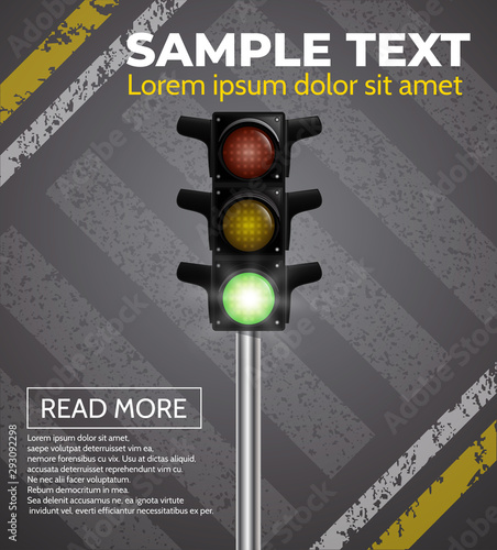Card with traffic light, vector.