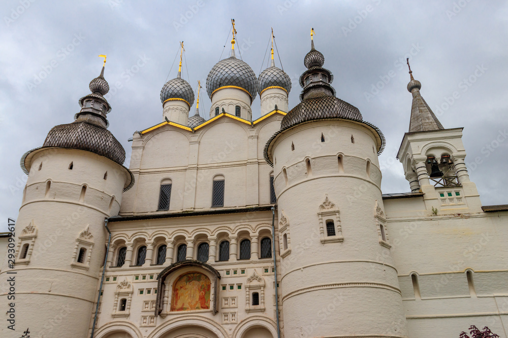 Gate Church of the Resurrection of Christ in Rostov kremlin, Russia. Golden ring of Russia