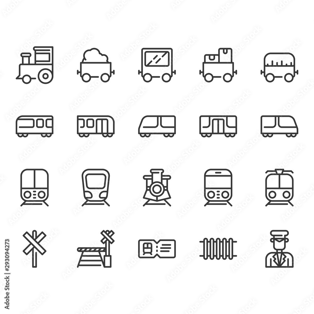 Train stations related icon set Train stations related icon set