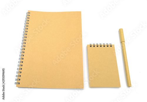 Top view stationary save earth isolated on white background for mock up. Blank craft paper cove book note © Topfotolia