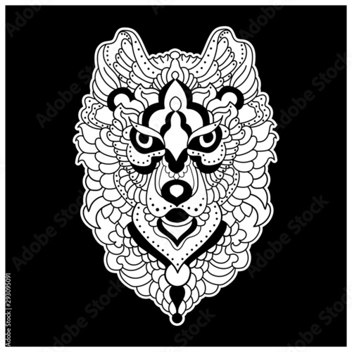 Vector illustration of a lion head for coloring book