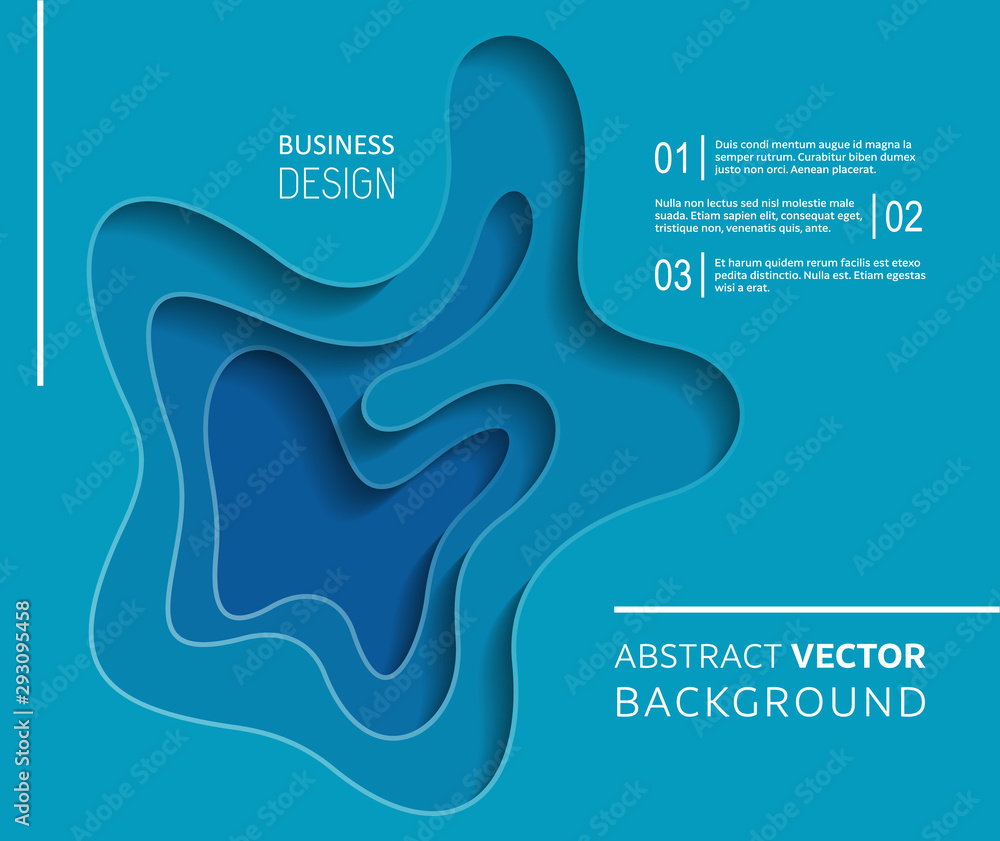 Obraz premium Blue abstract vector background with paper cut design