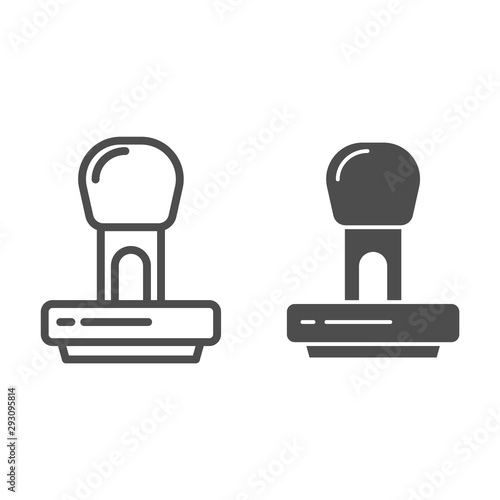 Stamp line and glyph icon. Stamper vector illustration isolated on white. Post cliche outline style design, designed for web and app. Eps 10.