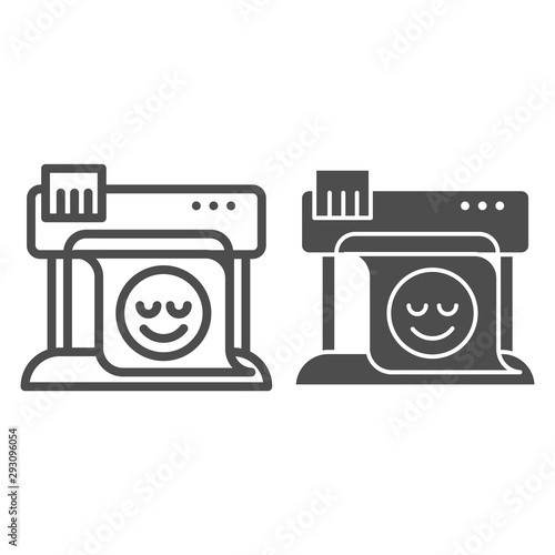 Plotter line and glyph icon. Large format printer vector illustration isolated on white. Print machine outline style design, designed for web and app. Eps 10.
