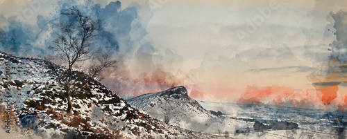 Digital watercolor painting...