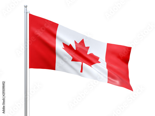 Canada flag waving on white background, close up, isolated. 3D render