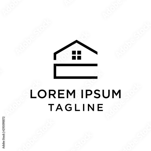 Real estate letter E logo vector, Construction home letter E logo, home letter E contructions vector