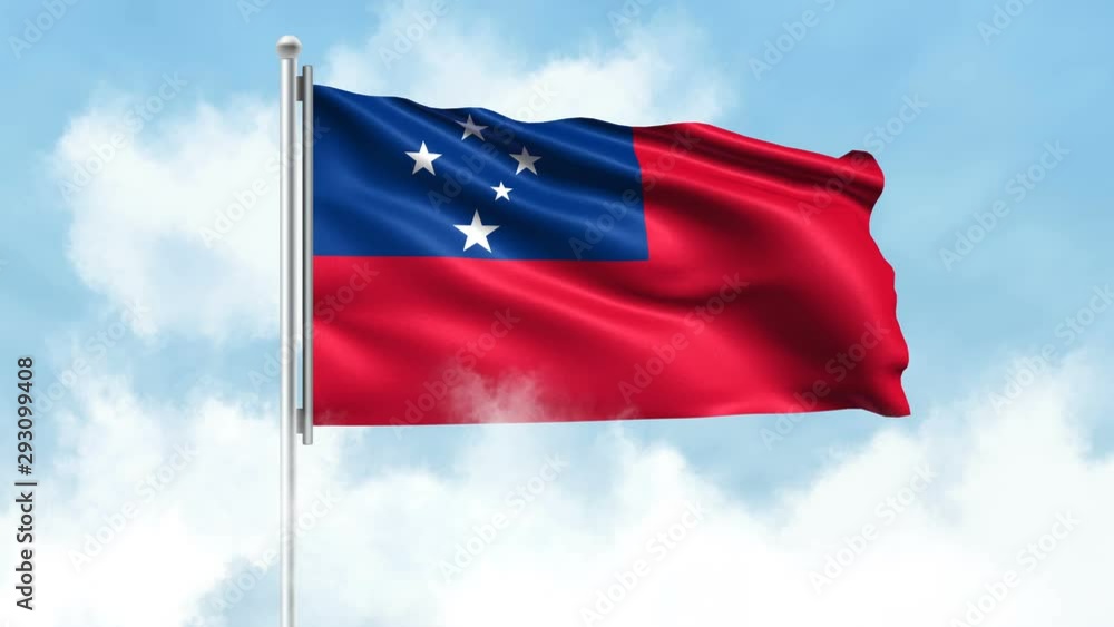 Samoa Flag Waving with Clouds Sky Background - Seamless Loop 4K Samoa Flag Waving with Clouds Sky Background - Seamless Loop 4K