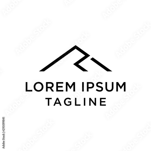 Initial AR With Mountain Logo Design Template