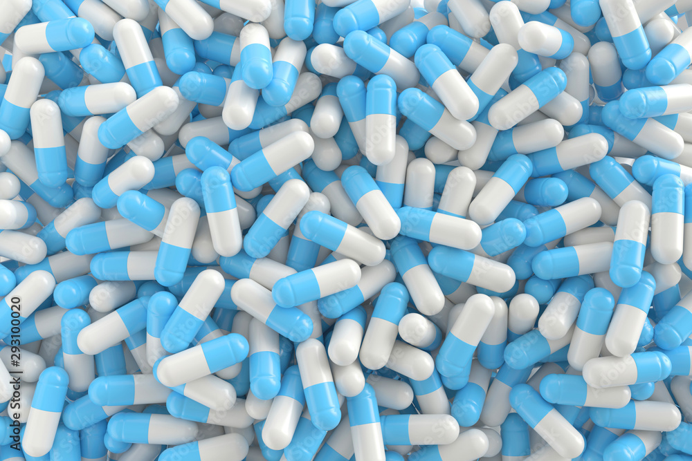 0501_Capsule pill white and blue color background 3D Render 0501_Capsule pill white and blue color background 3D Render