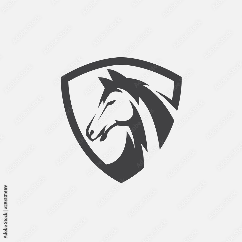horse icon vector, horse head logo design, horse shield design illustration