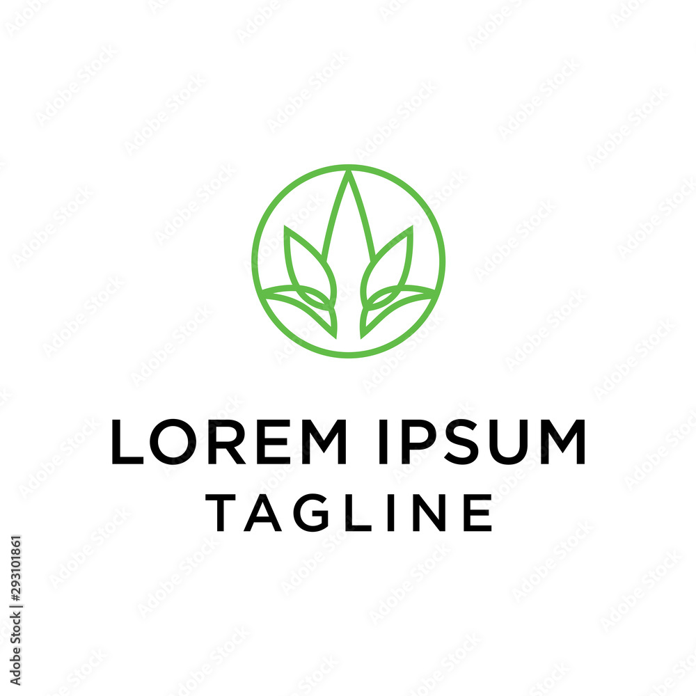 Modern Luxury Cannabis or Hemp Logo icon Template