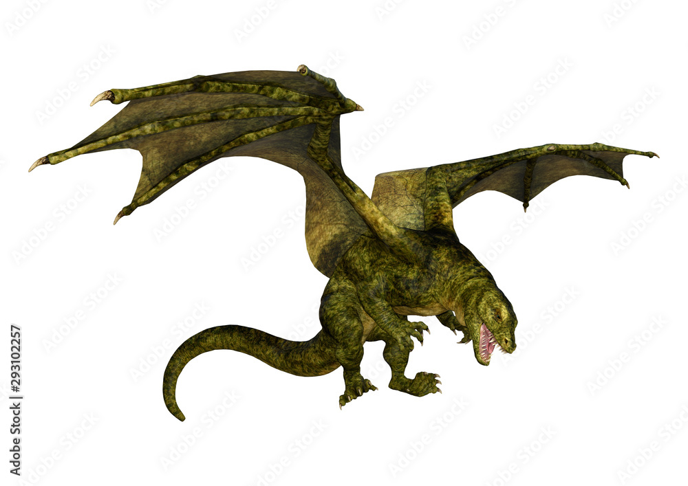 3D Rendering Fairy Tale Dragon on White 3D Rendering Fairy Tale Dragon on White