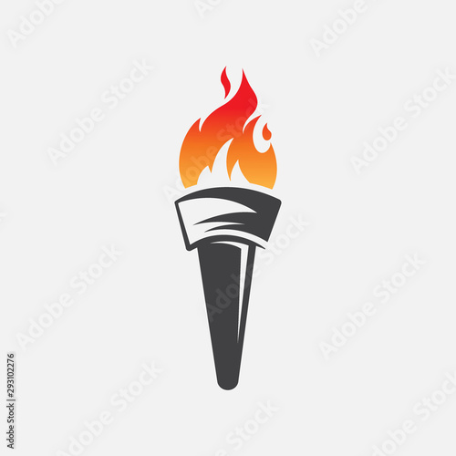 torch icon logo vector illustration, torch design vector photo