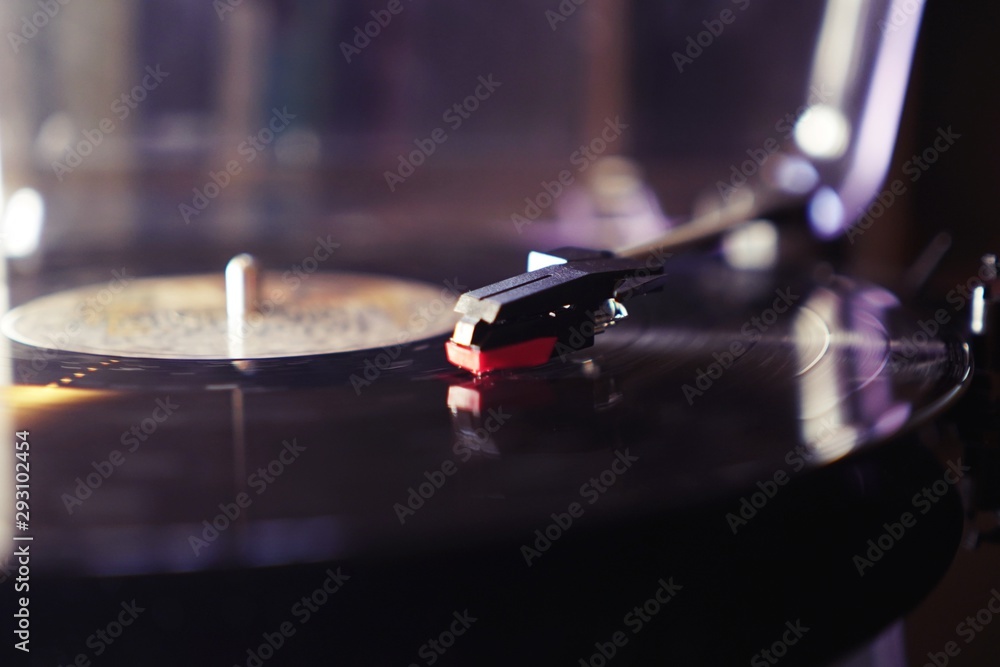 Cinemagraph Vinyl Record Spinning Wide Shot Close Up Of Needle Playing Record Album On A Vintage Turntable Old School Record Player Retro Record Vinyl Player Stock Photo Adobe Stock