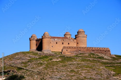 View of the castle on the hilltop, La Calahorra, Spain. photo